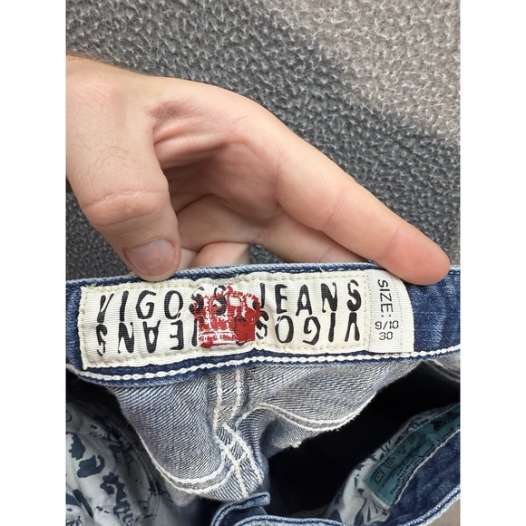 Vigoss Jeans Womens 9/10 Blue Capri Thick Stitch Distressed Rockabilly Biker - Picture 8 of 10